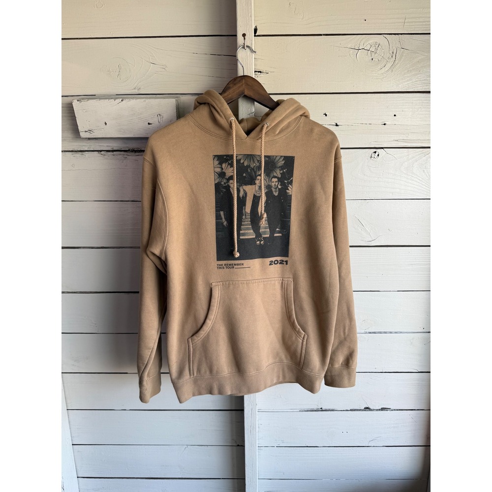 Jonas Brothers The Remember This Tour 2021 Hoodie Tan Concert Band Merch Small